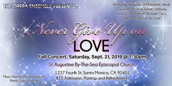 Concert - Never Give Up on Love, Sat Sept 21, 7:30pm